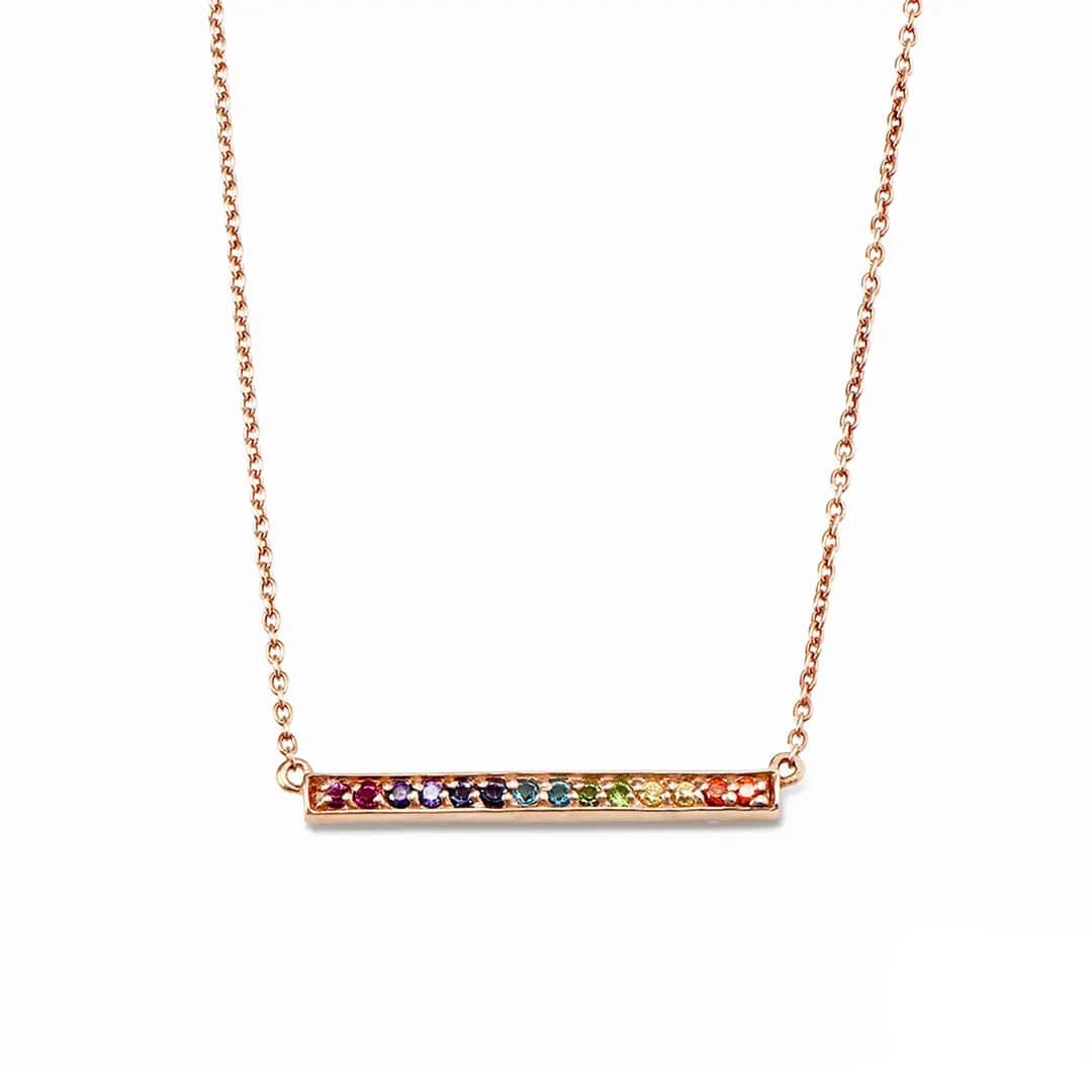 Rainbow Stone Plate Necklace - Baza Boutique