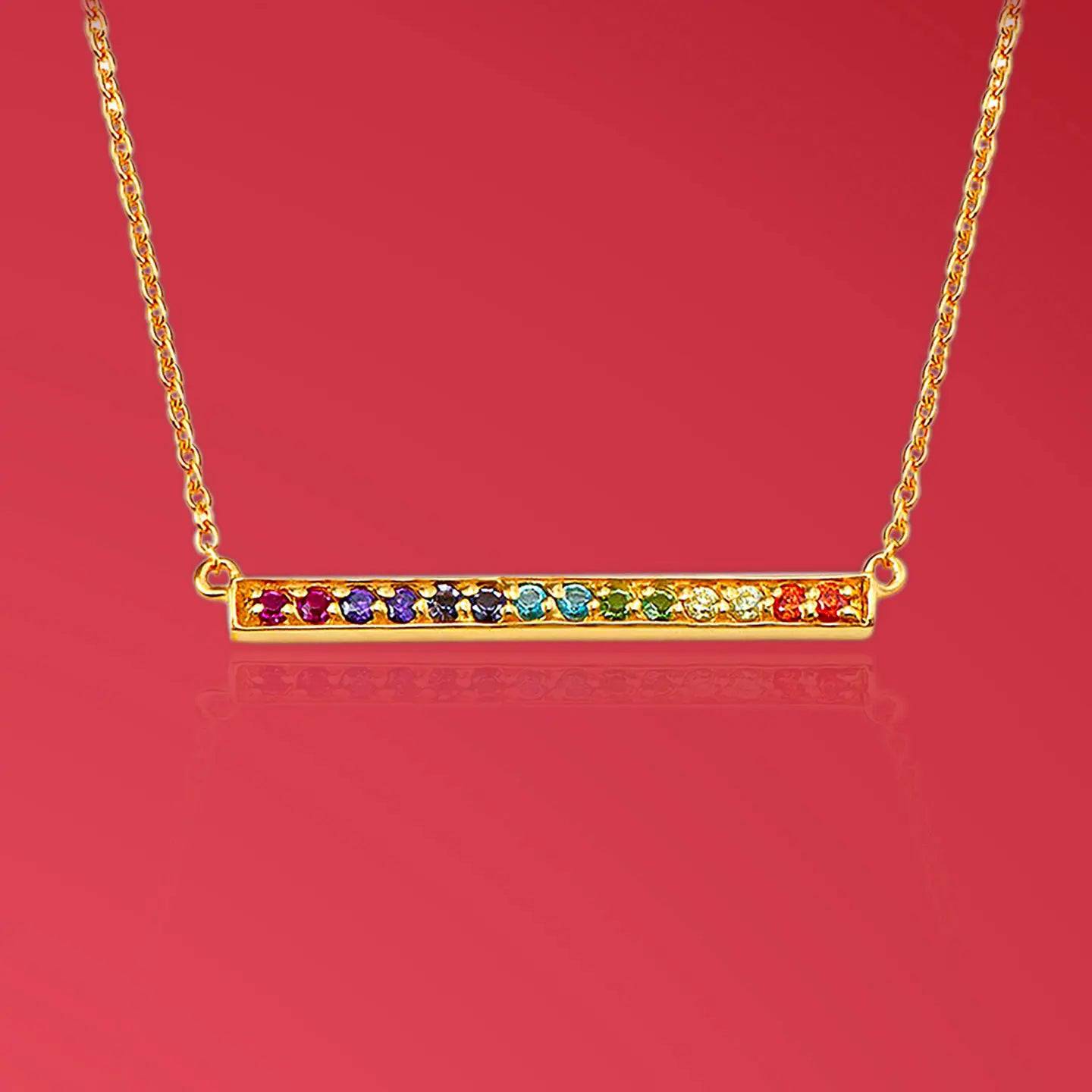 Rainbow Stone Plate Necklace - Baza Boutique