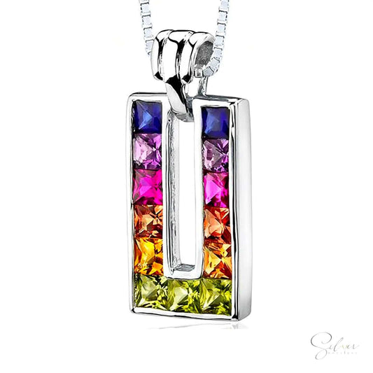 Rainbow Geo Necklace,Rainbow Geo Chew Necklace,GEO CUBE FRESH RAINBOW NECKLACE - Baza Boutique 