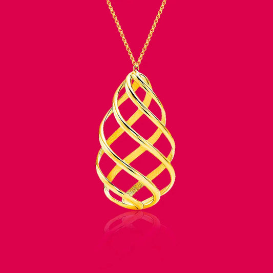 Swirl Necklace, Handmade Sterling Silver necklace, Gold, Silver & Rose Gold, Minimalist aesthetic necklace - Baza Boutique 