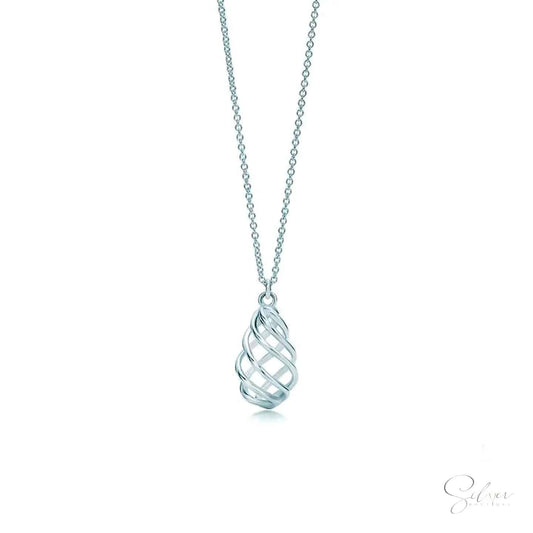 Swirl Necklace, Handmade Sterling Silver necklace, Gold, Silver & Rose Gold, Minimalist aesthetic necklace - Baza Boutique 