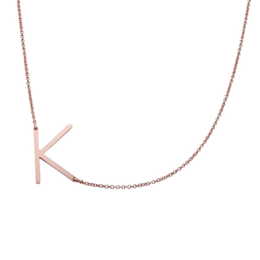 XL initial necklace,Personalized Large Initial Necklace • Custom Big Sideways Letter Necklace • Personalized Large Name Necklace for Women • Big Initial - Baza Boutique 