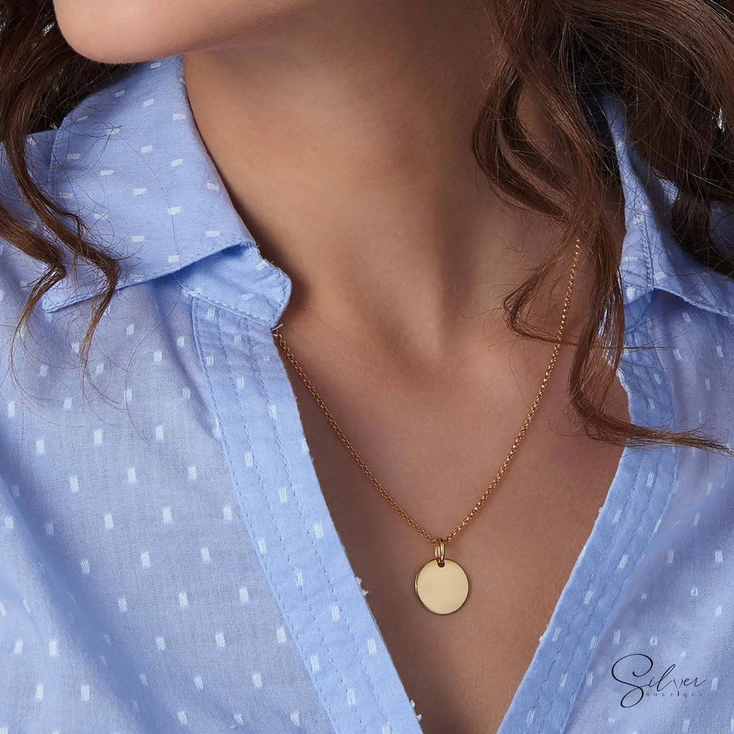 Personalized Disc Necklace - Initial Multiple Disc Necklace - Baza Boutique 