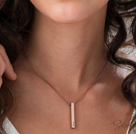 Engraved Bar Necklace: Handcrafted Customizable Jewelry for Him and Her - Baza Boutique 