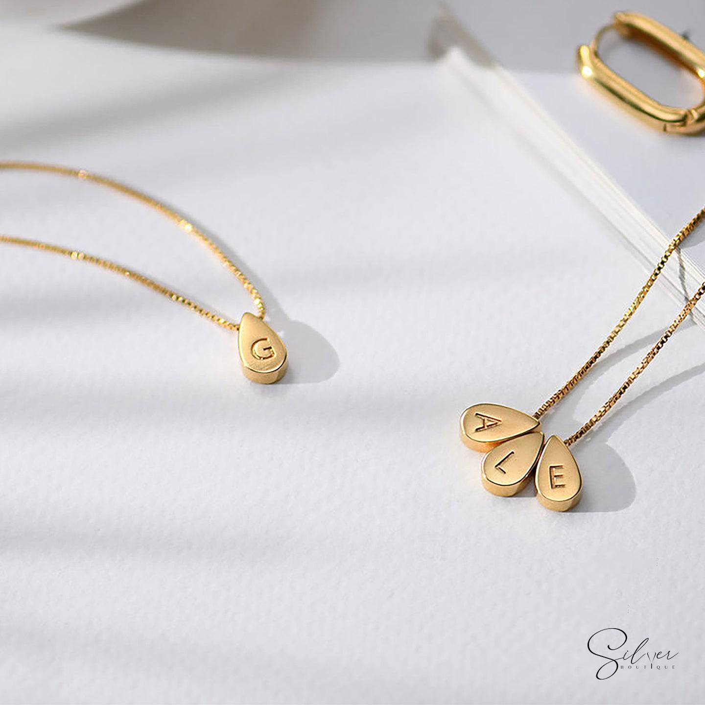 3D Drop Necklace - Engravable Handmade Jewelry from Her Collection - Baza Boutique 