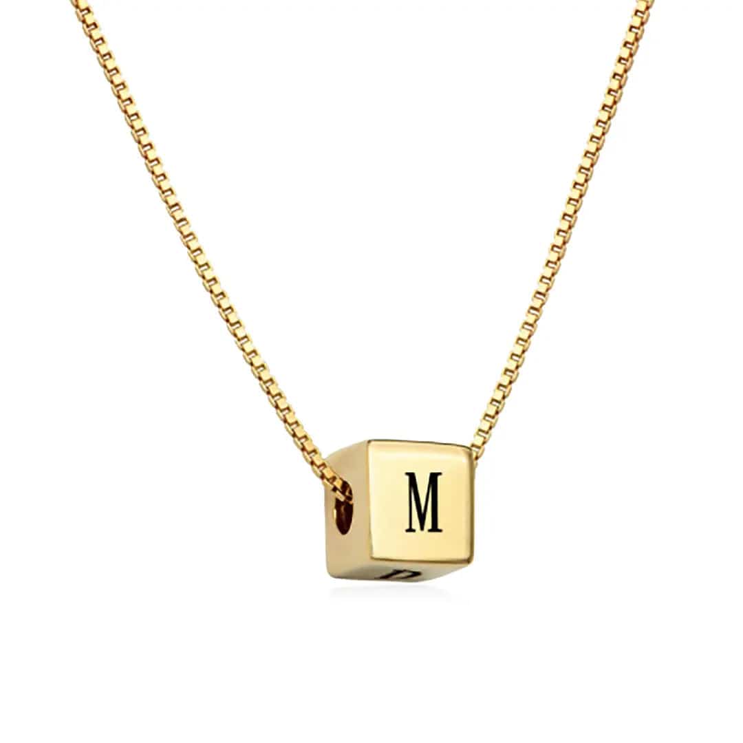 Personalized Cube Dice Necklace - Baza Boutique