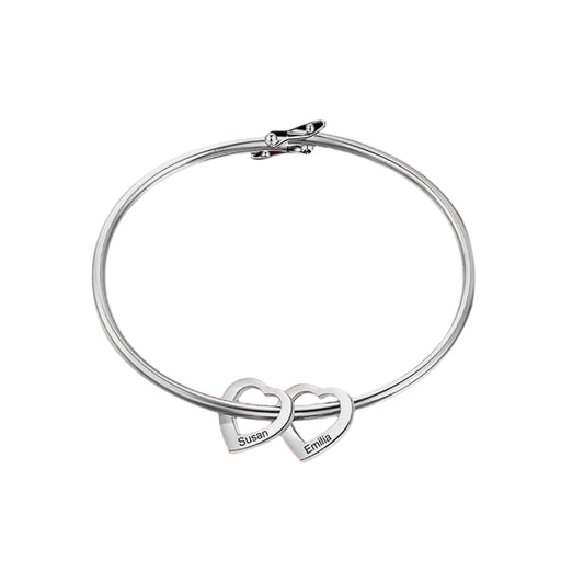 You & me love Bracelt for her , Personalized Gift for her , Heart touching gift idea , Heart shape jewelry , creative jewelries , Engraving Bracelet for mom - Baza Boutique 