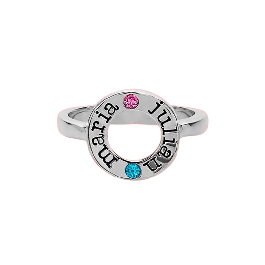 Couple birthstone ring, Dainty 3 Birthstone Ring • Custom Birthstone Jewelry • Mothers Ring • Minimalist Ring • Family Ring • Personalized Gift For Mom - Baza Boutique 