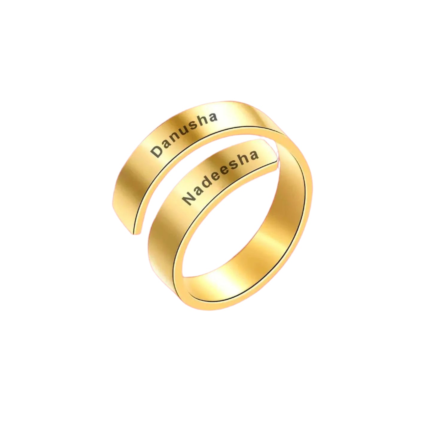 Spiral Couple Ring - Personalized Custom Wrap Initials Ring - Baza Boutique 