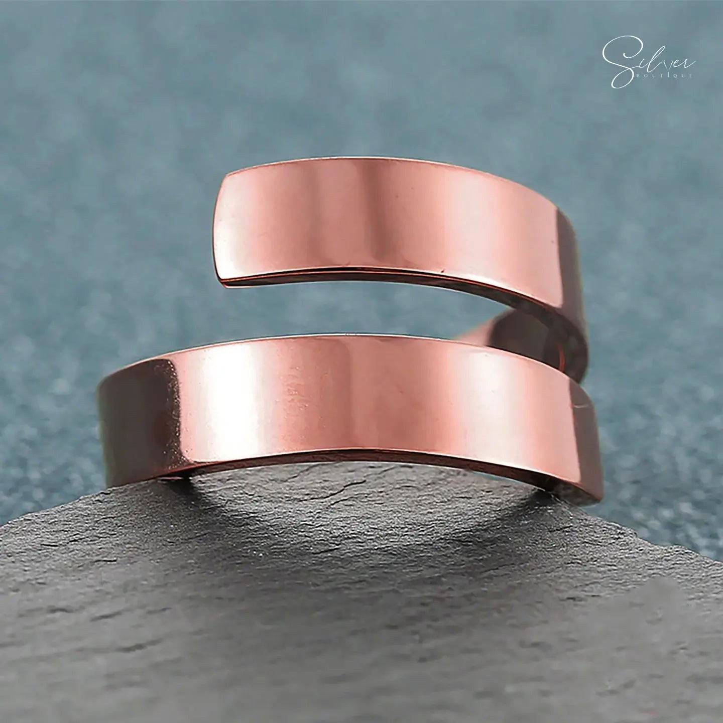 Spiral Couple Ring - Personalized Custom Wrap Initials Ring - Baza Boutique 