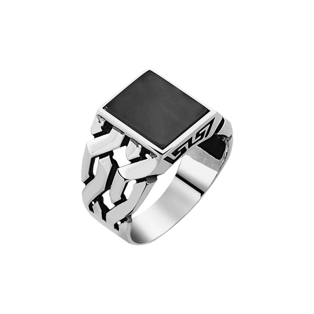 Braided Onyx Ring in Sterling Silver - Baza Boutique 