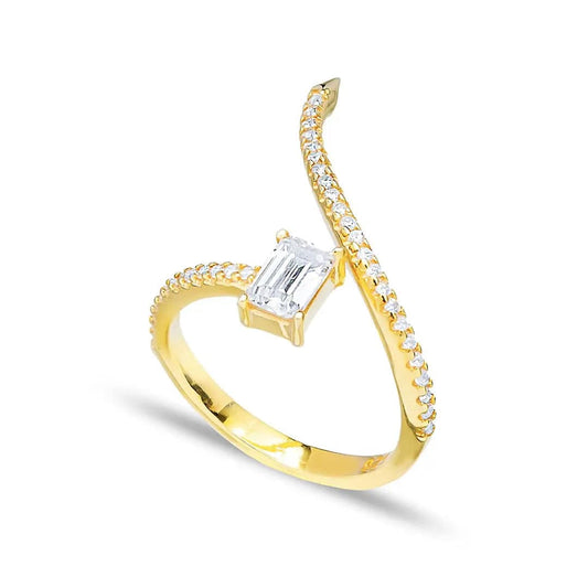 Flame Ring - Solid 925 Silver Tiny Band Ring for Her - Baza Boutique 