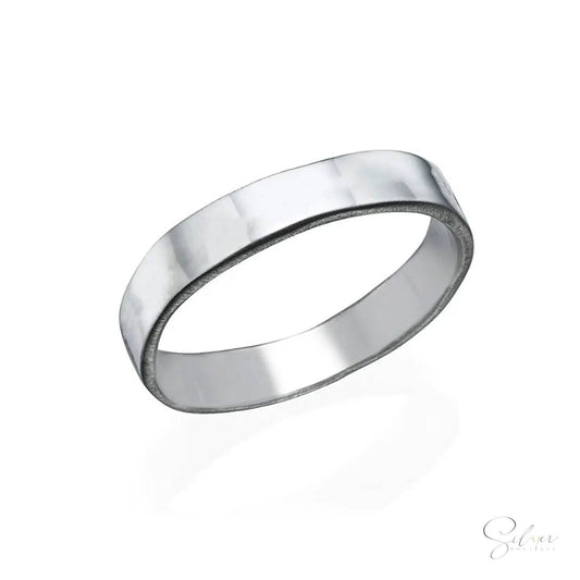 Flat Band Ring,Personalized .925 Sterling Silver Flat Band Ring,Wedding Flat Band Ring - Baza Boutique 