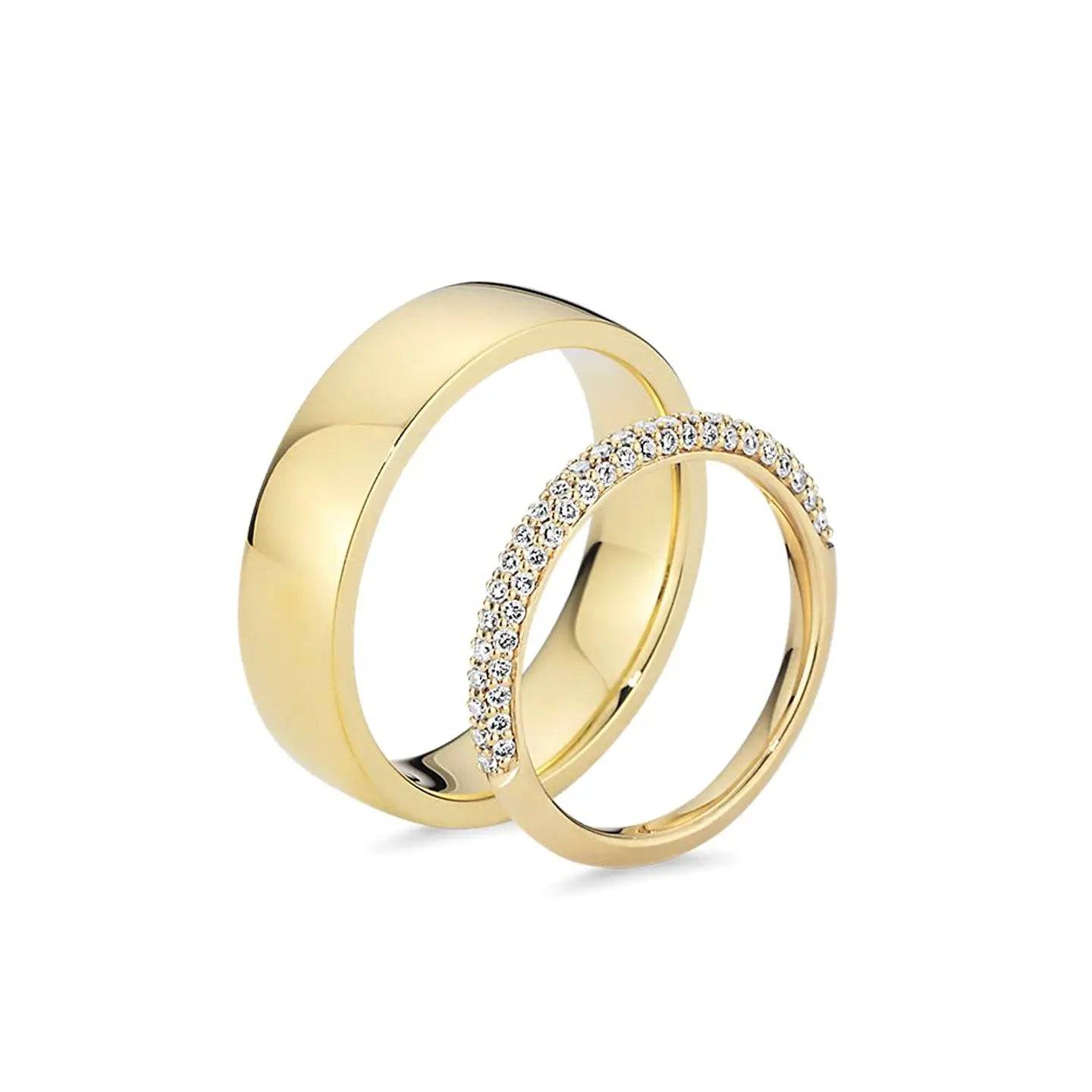 Henry & Anne Ring Duo - Handmade Sterling Silver Diamond Rings - Baza Boutique 