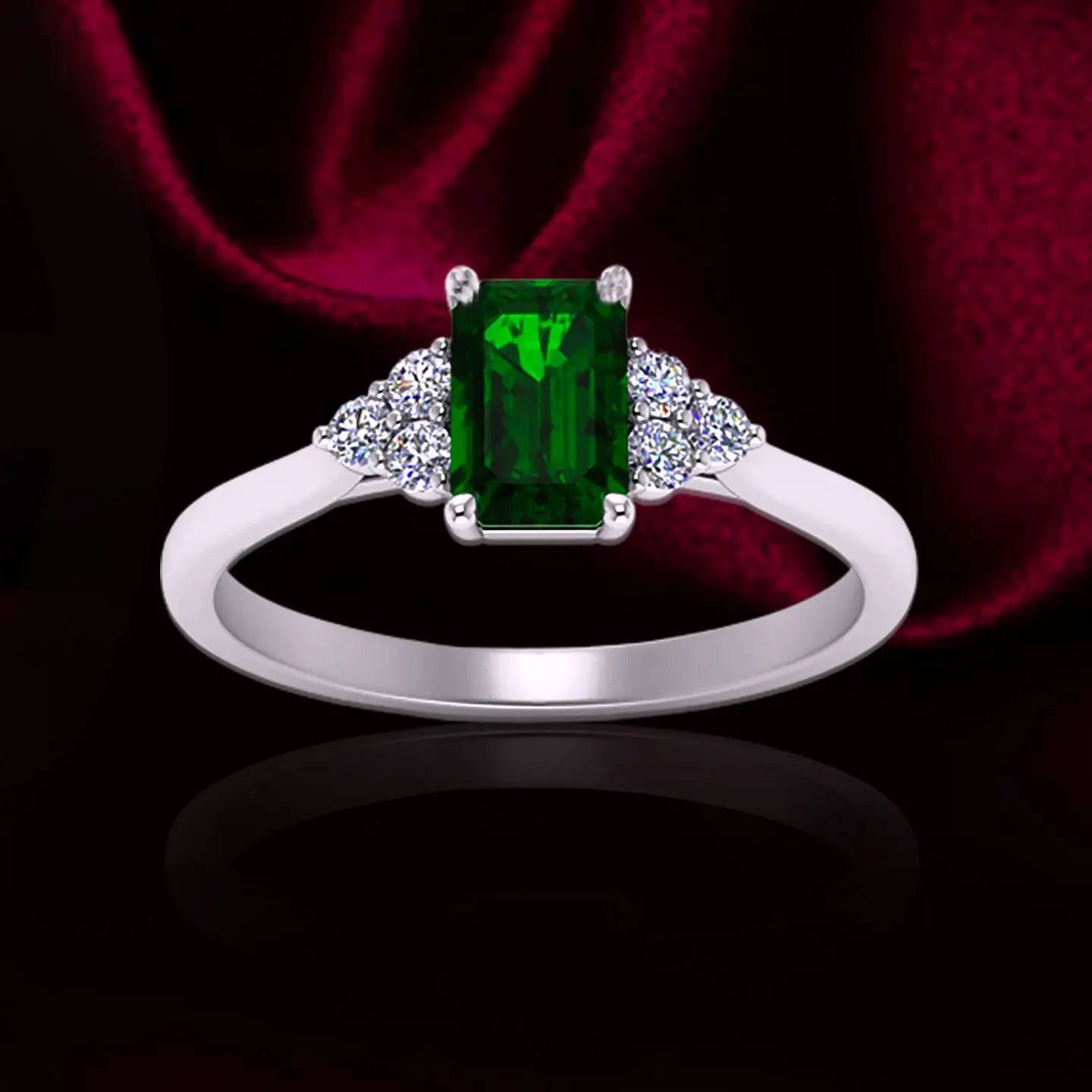 Signature eramudu, Unique Engagement Emerald Stone Ring Design, Handmade Sterling Silver Ring, Gold, Silver & Rose Gold - Baza Boutique 