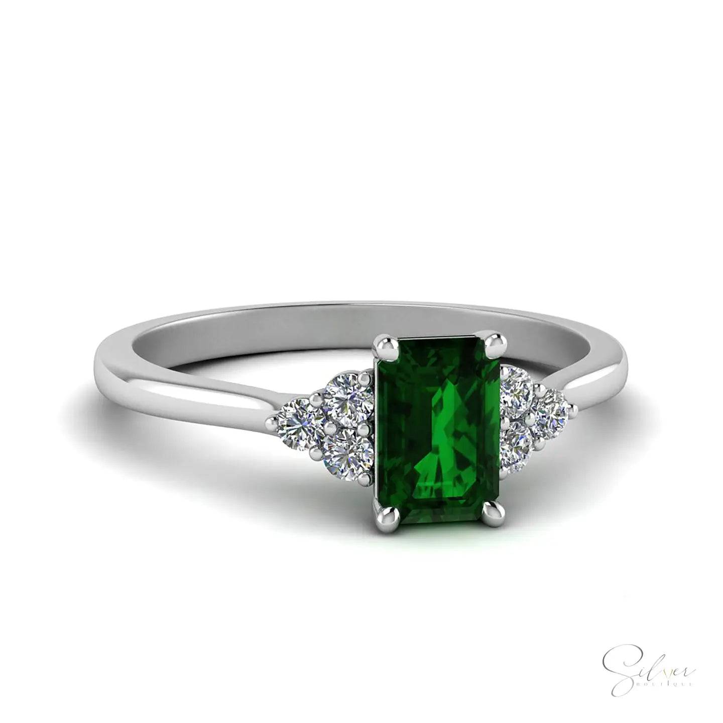 Signature eramudu, Unique Engagement Emerald Stone Ring Design, Handmade Sterling Silver Ring, Gold, Silver & Rose Gold - Baza Boutique 