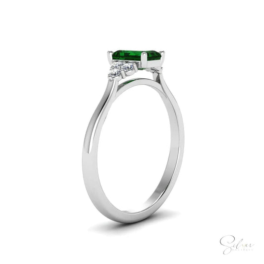 Signature eramudu, Unique Engagement Emerald Stone Ring Design, Handmade Sterling Silver Ring, Gold, Silver & Rose Gold - Baza Boutique 
