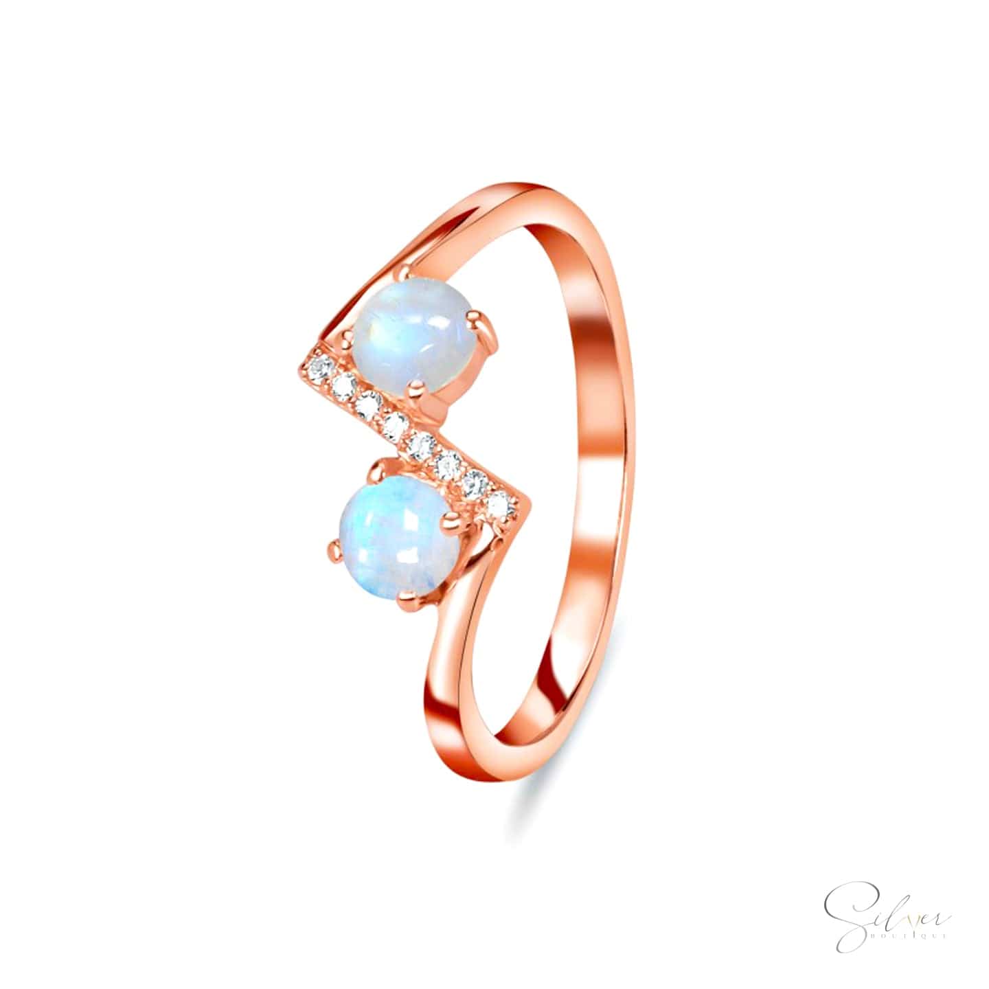 Wave Moonstone Ring - Ocean-Inspired Stone Ring, Ethnic Beauty Jewelry - Baza Boutique 