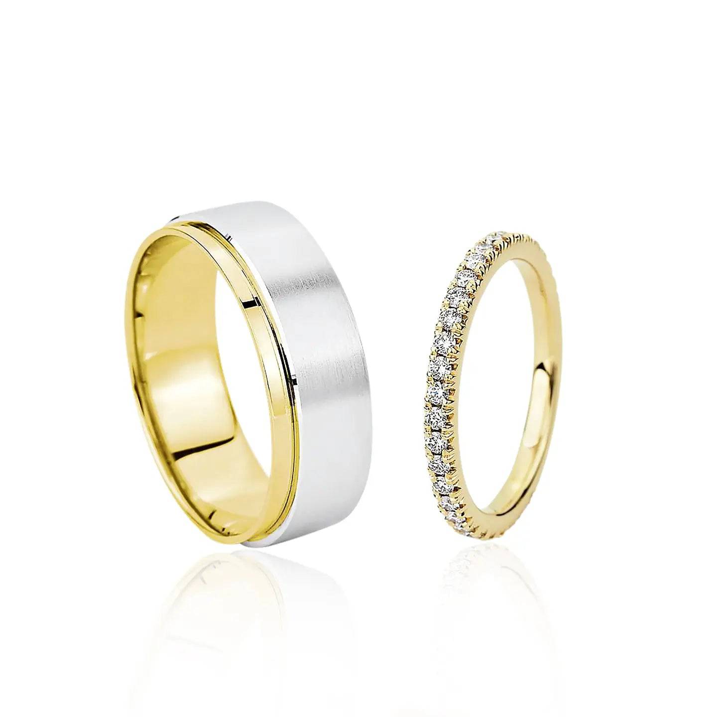 Paris & Helen ring duo, Minimalistic Ring, Aesthetic Ring, Diamond Ring, Jewelry Gift Idea - Baza Boutique 