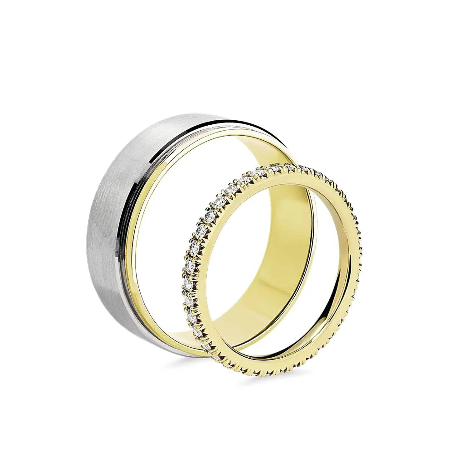 Paris & Helen ring duo, Minimalistic Ring, Aesthetic Ring, Diamond Ring, Jewelry Gift Idea - Baza Boutique 