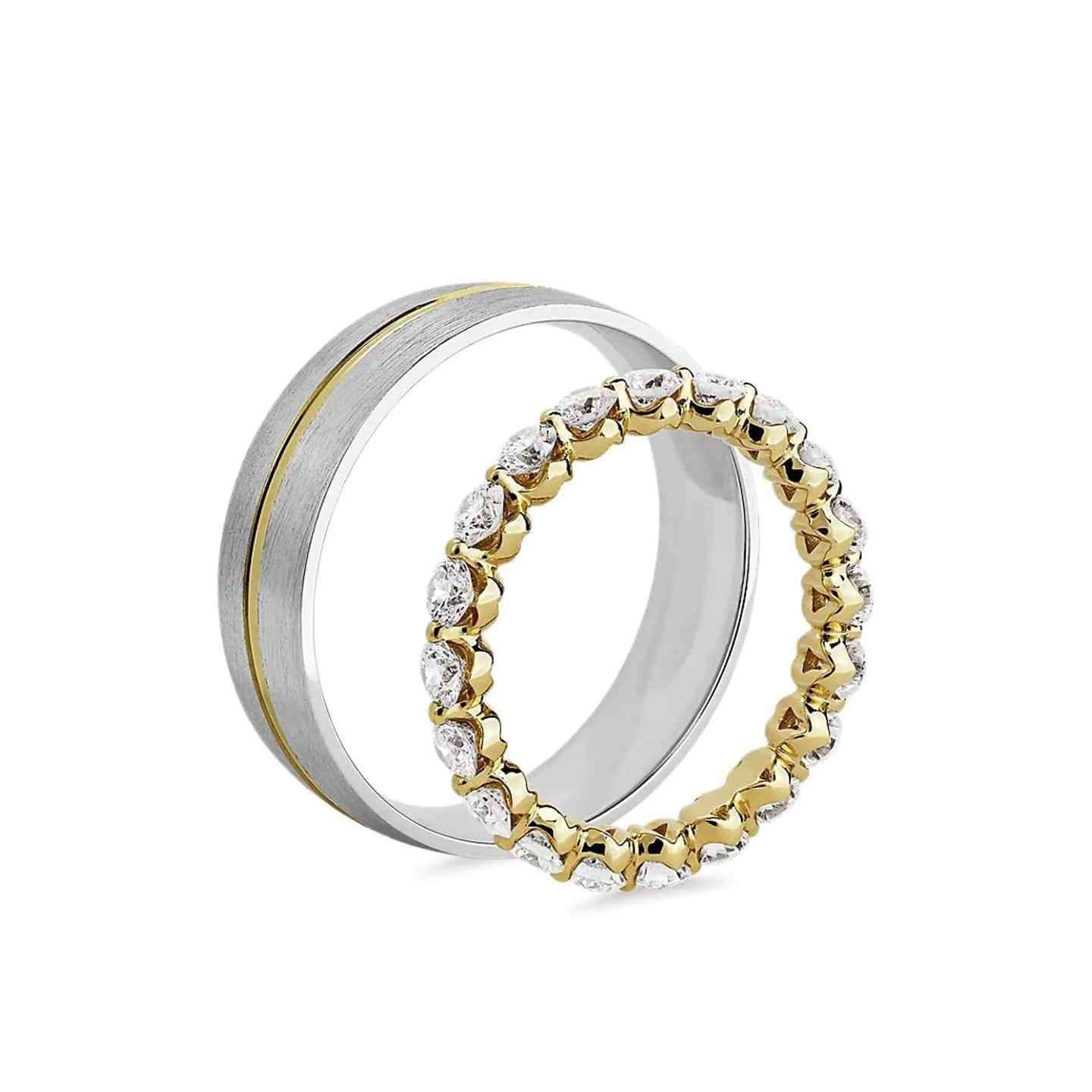 Tristan & Isolde ring duo, Minimalistic Ring, Aesthetic Ring, Diamond Ring, Jewelry Gift Idea - Baza Boutique 