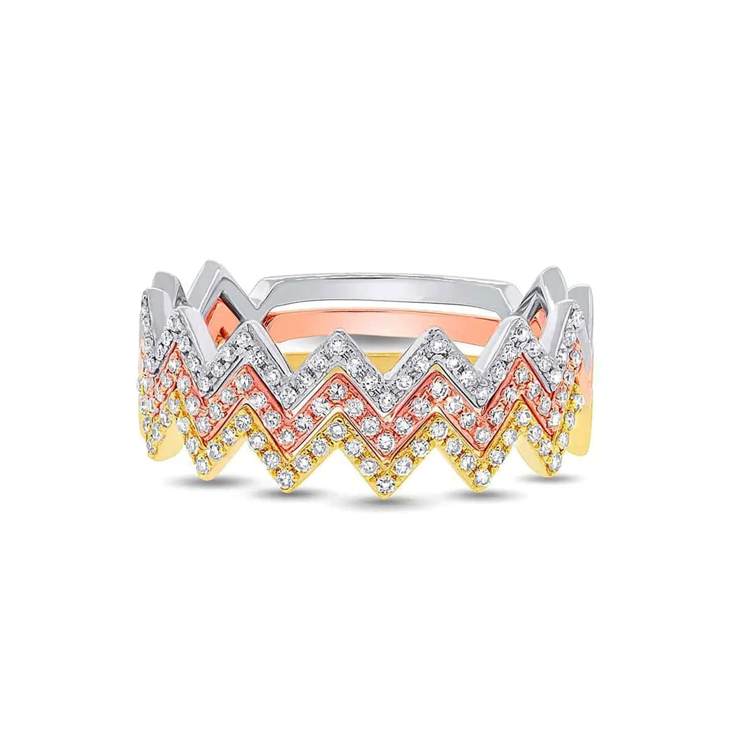 Zigzag Stacking Ring, Ring Stack, Diamond Ring, Jewelry Gift Idea,Minimalistic Ring, Aesthetic Ring - Baza Boutique 